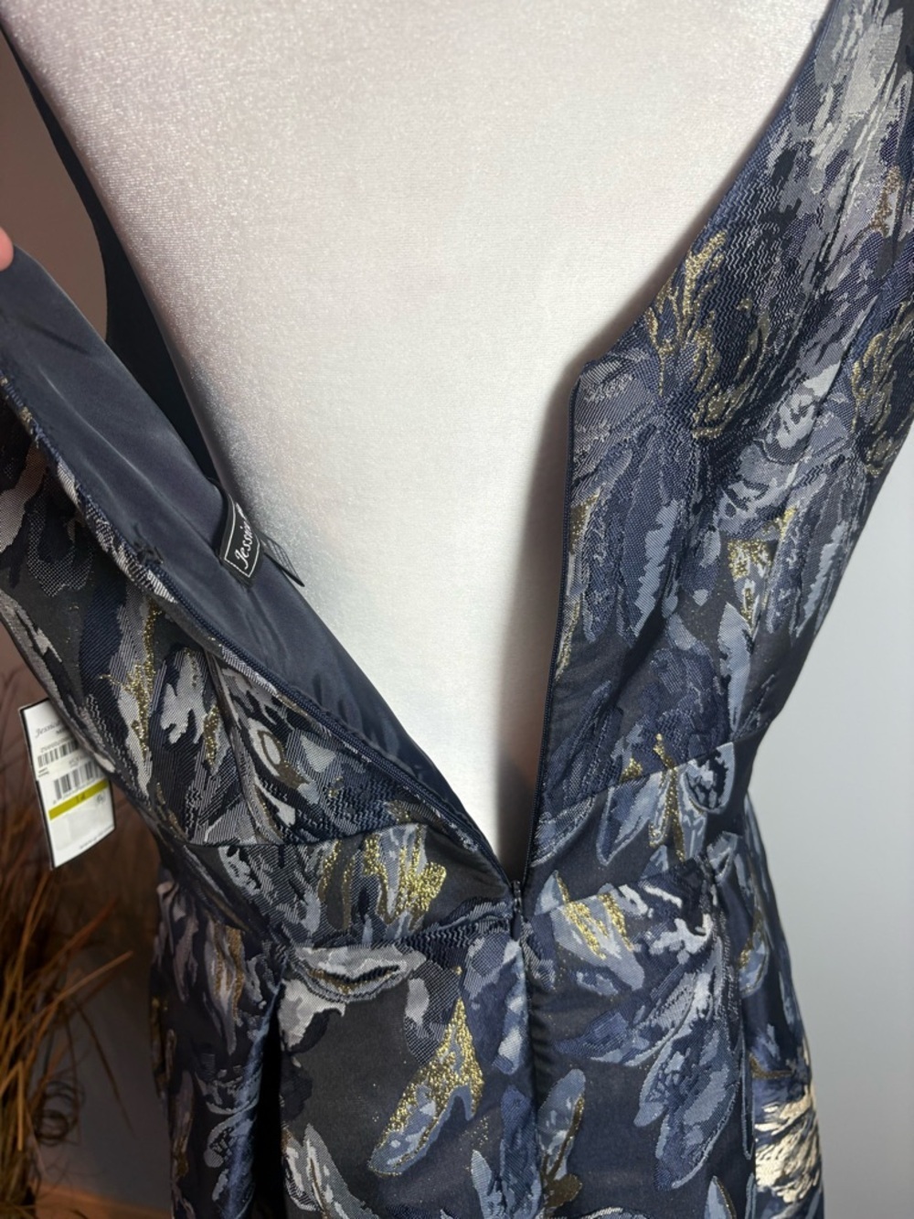 NWT Jessica Howard Navy Gold Floral Dress Size 14 Fit & Flare - Picture 7 of 13
